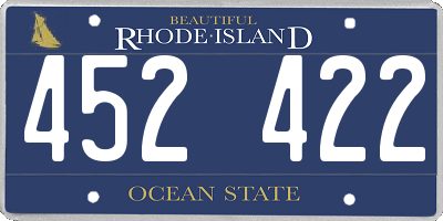 RI license plate 452422