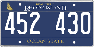 RI license plate 452430