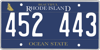 RI license plate 452443