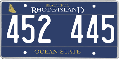 RI license plate 452445