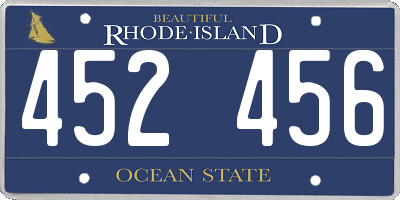RI license plate 452456