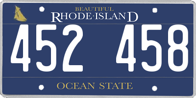 RI license plate 452458