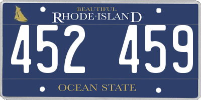 RI license plate 452459