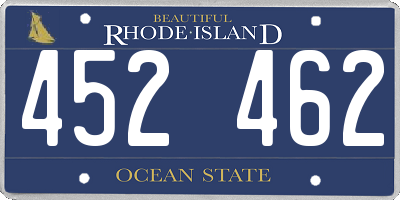RI license plate 452462