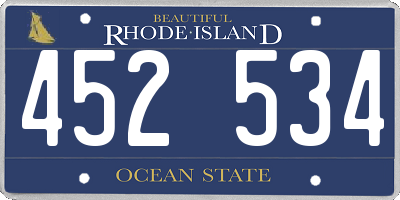 RI license plate 452534