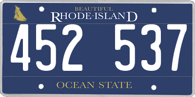RI license plate 452537