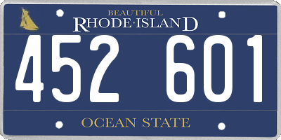 RI license plate 452601