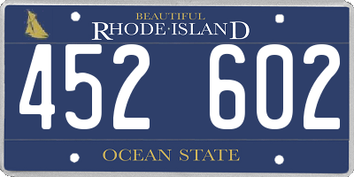 RI license plate 452602