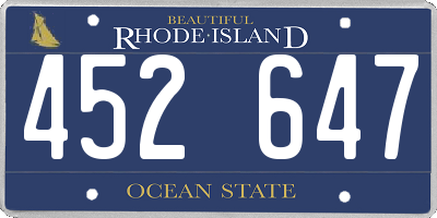 RI license plate 452647