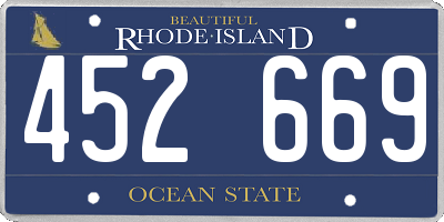RI license plate 452669