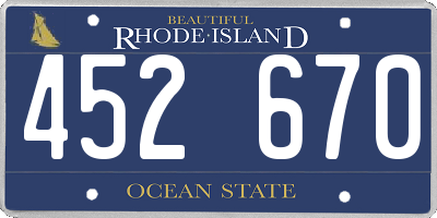 RI license plate 452670