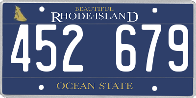 RI license plate 452679