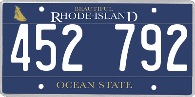 RI license plate 452792