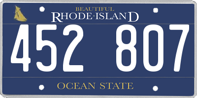 RI license plate 452807
