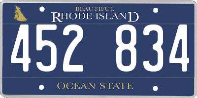 RI license plate 452834