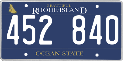 RI license plate 452840