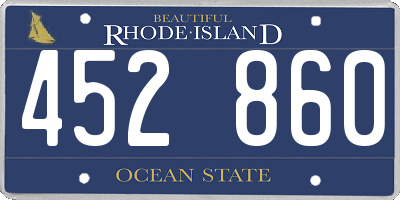 RI license plate 452860