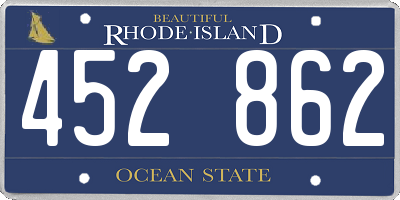 RI license plate 452862