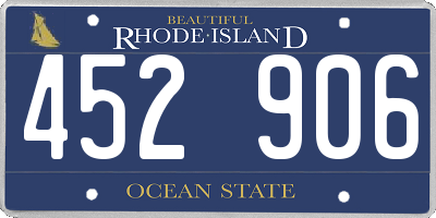 RI license plate 452906
