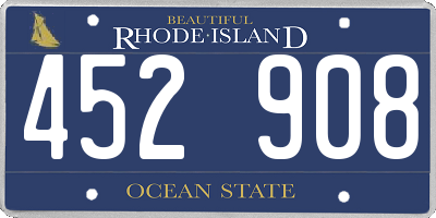 RI license plate 452908