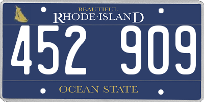 RI license plate 452909