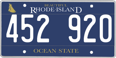 RI license plate 452920