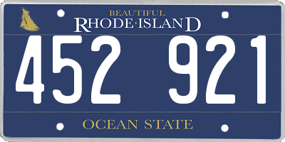RI license plate 452921