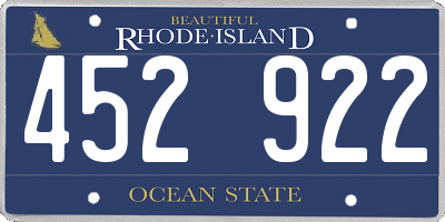 RI license plate 452922