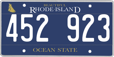 RI license plate 452923
