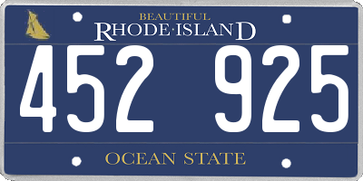 RI license plate 452925