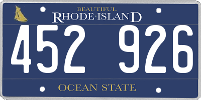 RI license plate 452926
