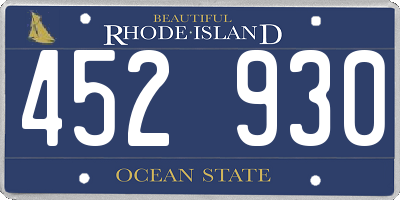 RI license plate 452930