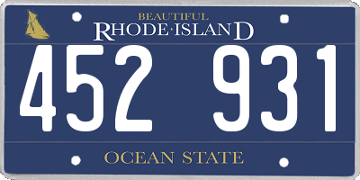 RI license plate 452931