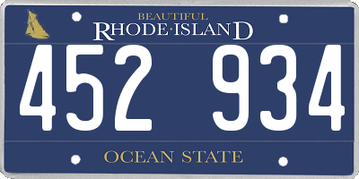 RI license plate 452934
