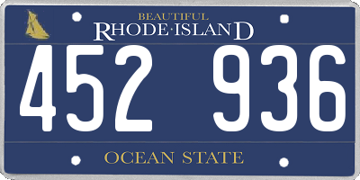 RI license plate 452936