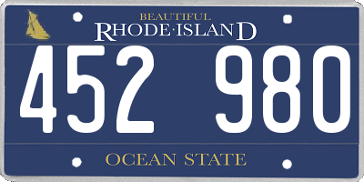 RI license plate 452980