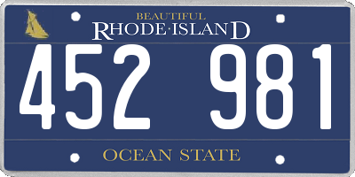 RI license plate 452981