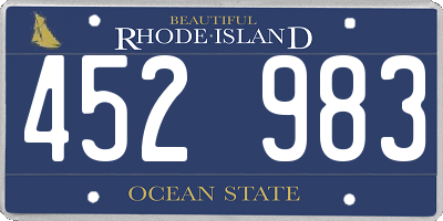 RI license plate 452983