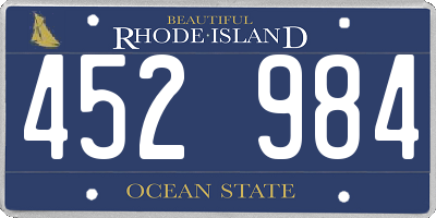 RI license plate 452984