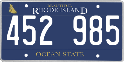 RI license plate 452985