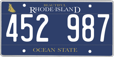 RI license plate 452987
