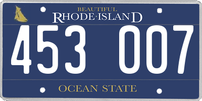 RI license plate 453007