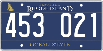 RI license plate 453021