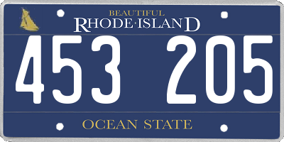 RI license plate 453205