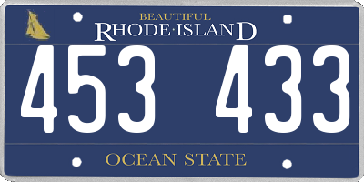 RI license plate 453433