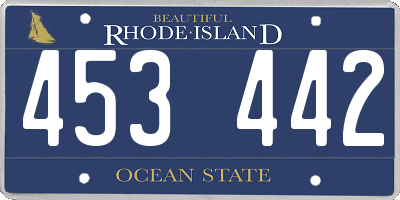 RI license plate 453442