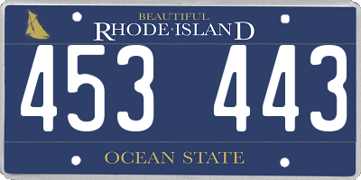 RI license plate 453443