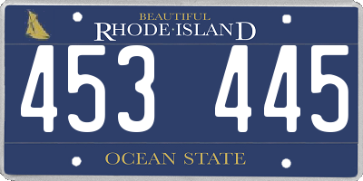RI license plate 453445