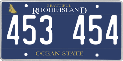 RI license plate 453454