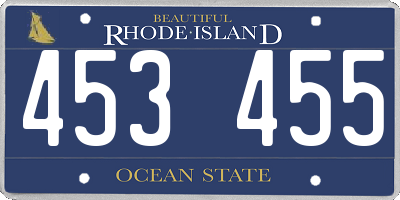 RI license plate 453455